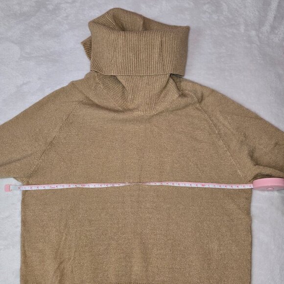 Y2K Stefanel turtle neck Short Sleeve Sweater Dress Tan size EU L, US L - Picture 3 of 12
